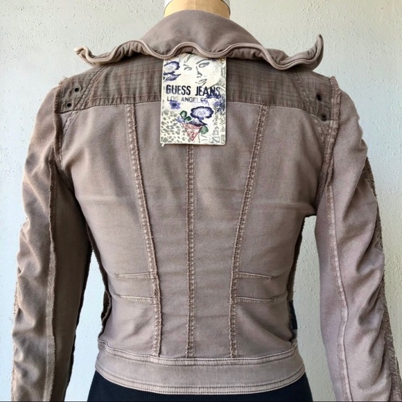 Guess Celebrity Jacket Teen Wolf Allison Argent S-S Tan Crop Vintage Rare - Picture 5 of 10